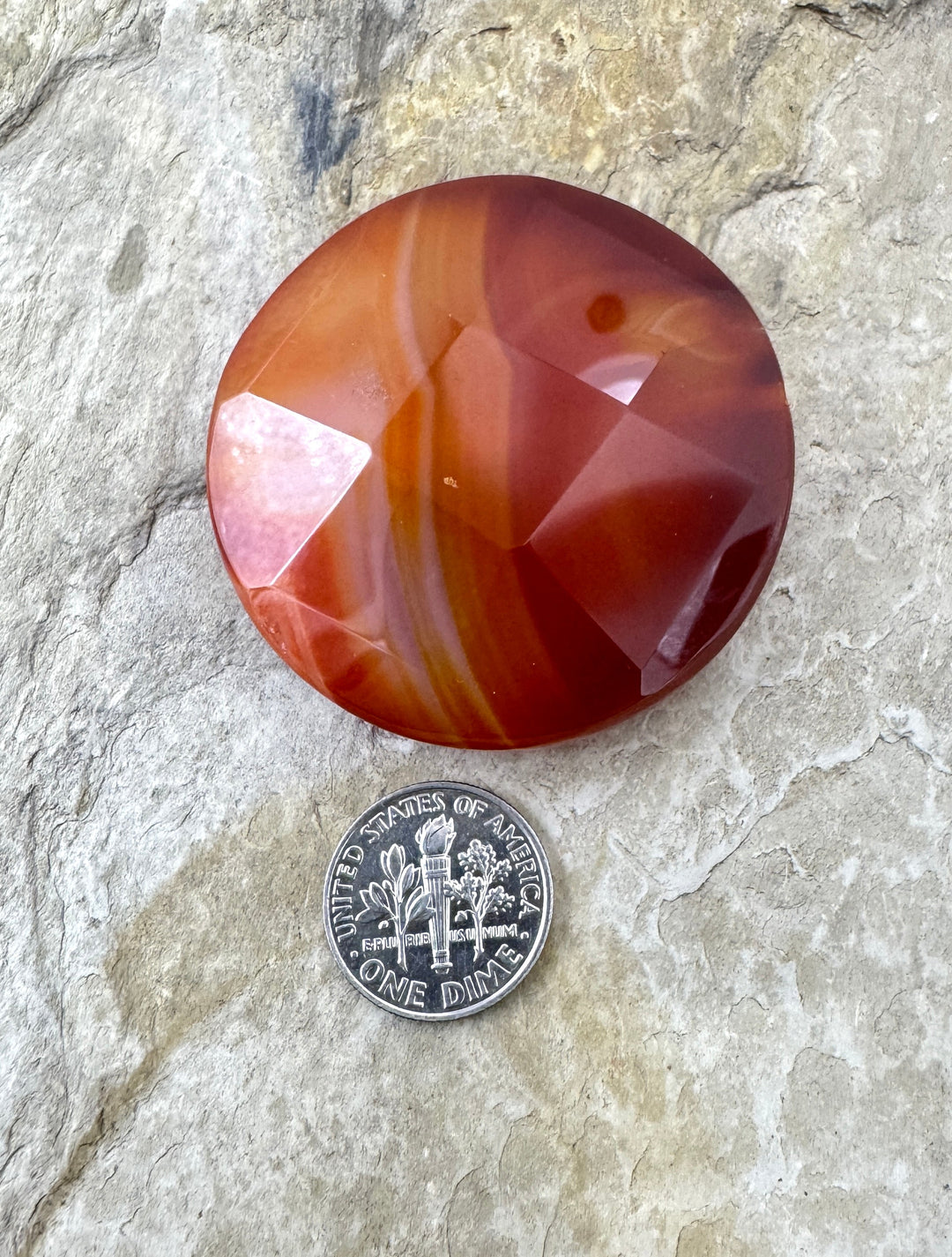 Carnelian Round Faceted Focal Pendant 45mm Top Drilled