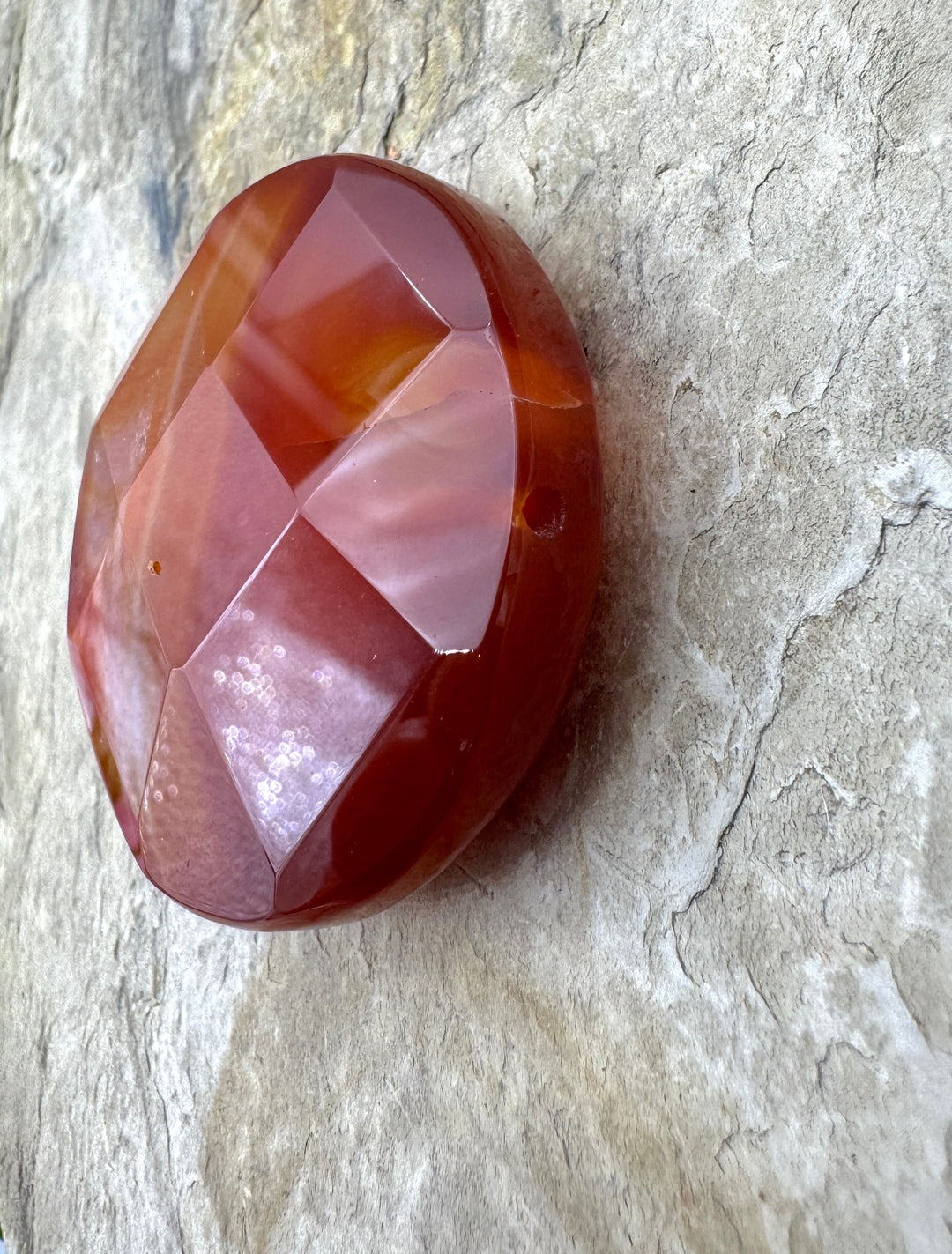 Carnelian Round Faceted Focal Pendant 45mm Top Drilled