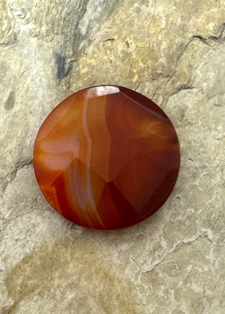 Carnelian Round Faceted Focal Pendant 45mm Top Drilled