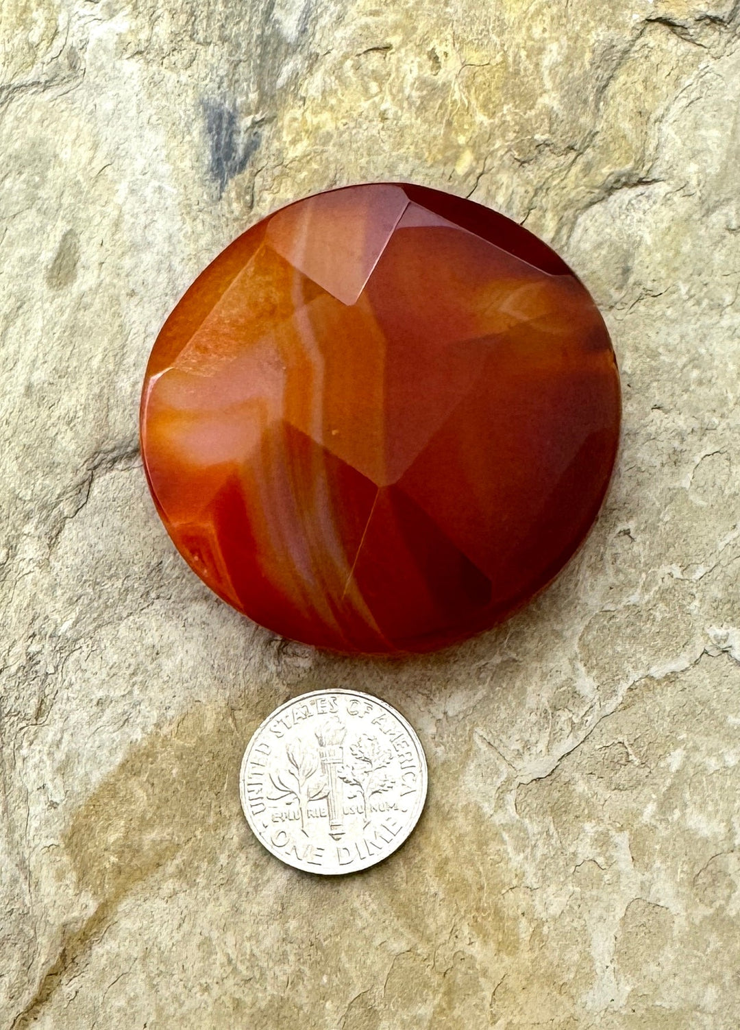 Carnelian Round Faceted Focal Pendant 45mm Top Drilled
