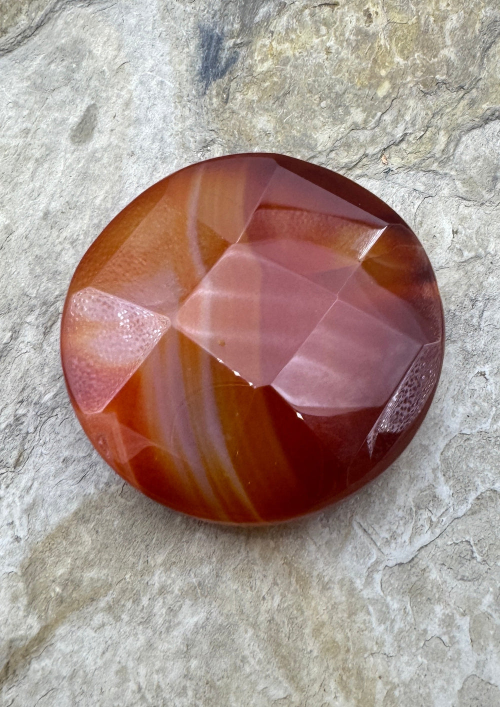 Carnelian Round Faceted Focal Pendant 45mm Top Drilled