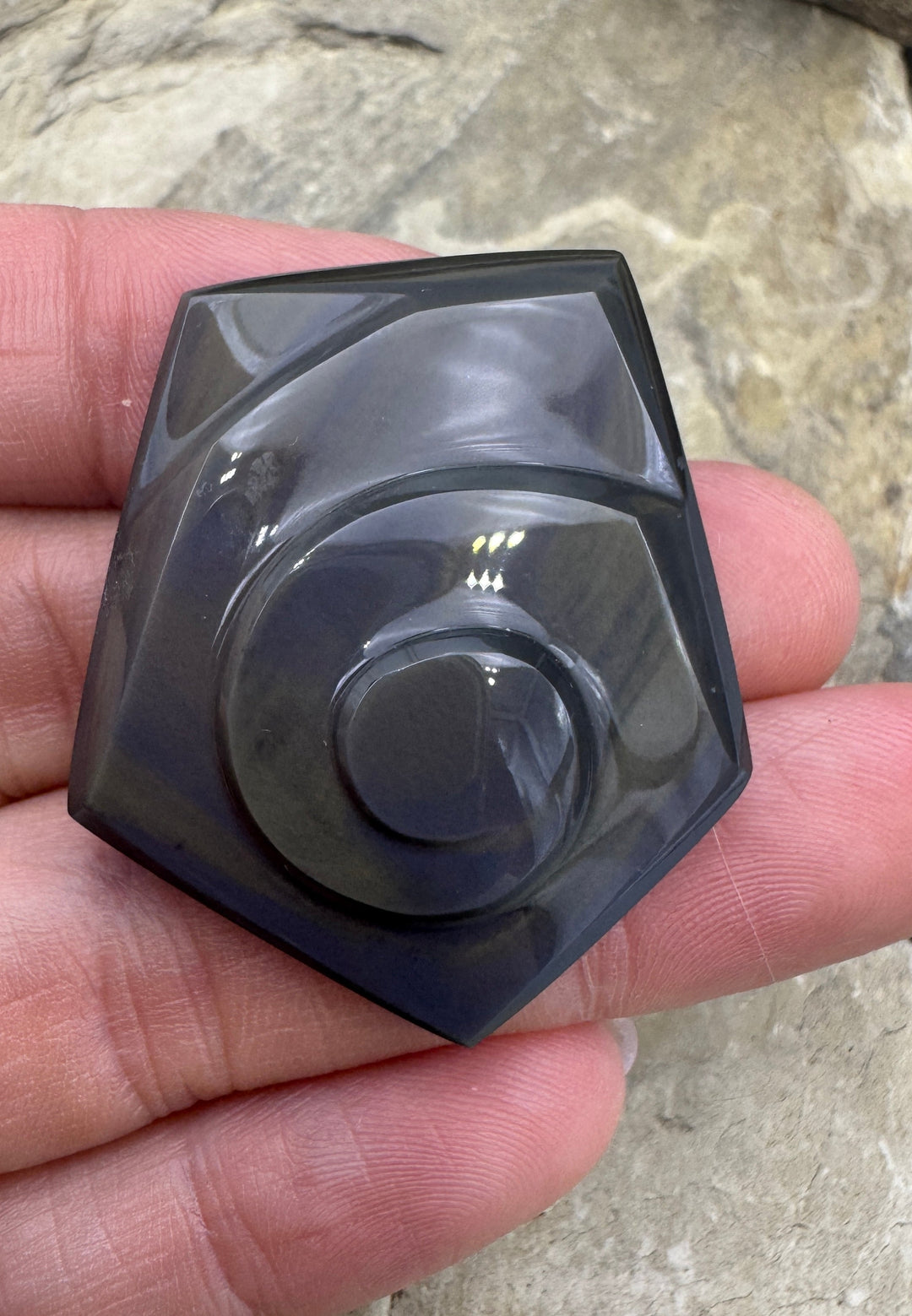 Carved Rainbow Obsidian Cabochon 32x38mm Obsidian