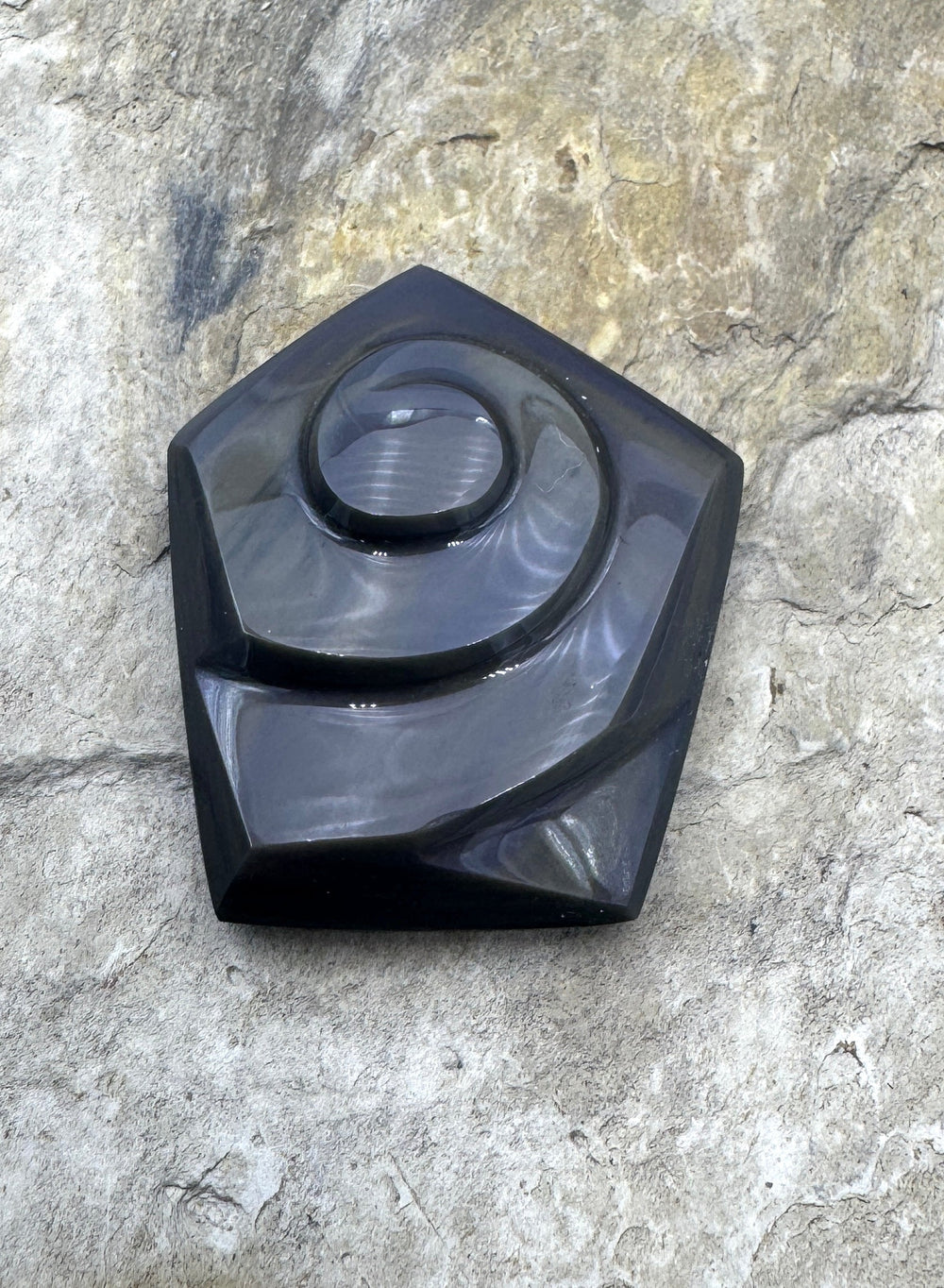 Carved Rainbow Obsidian Cabochon 32x38mm Obsidian
