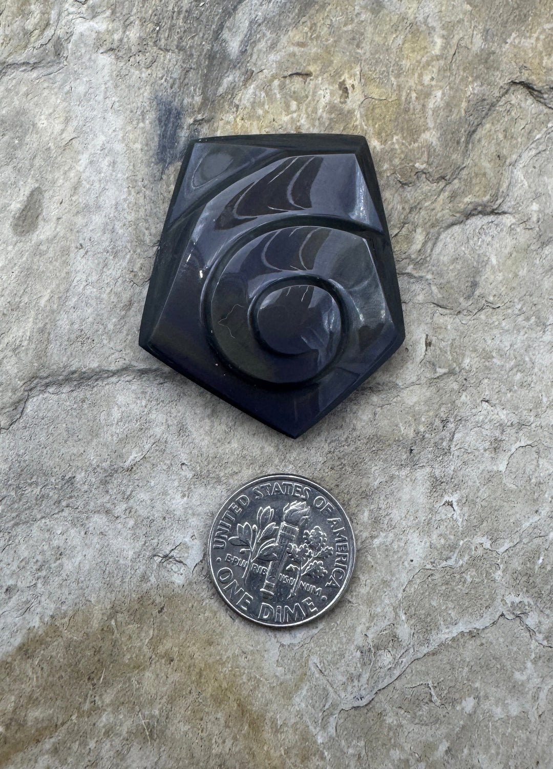 Carved Rainbow Obsidian Cabochon 32x38mm Obsidian