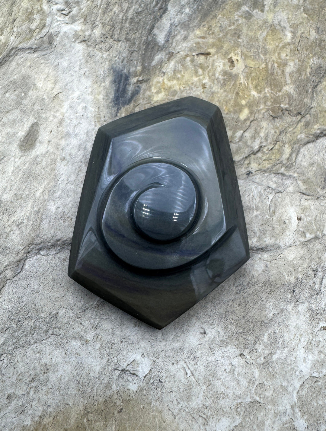 Carved Rainbow Obsidian Cabochon 32x43mm - Obsidian