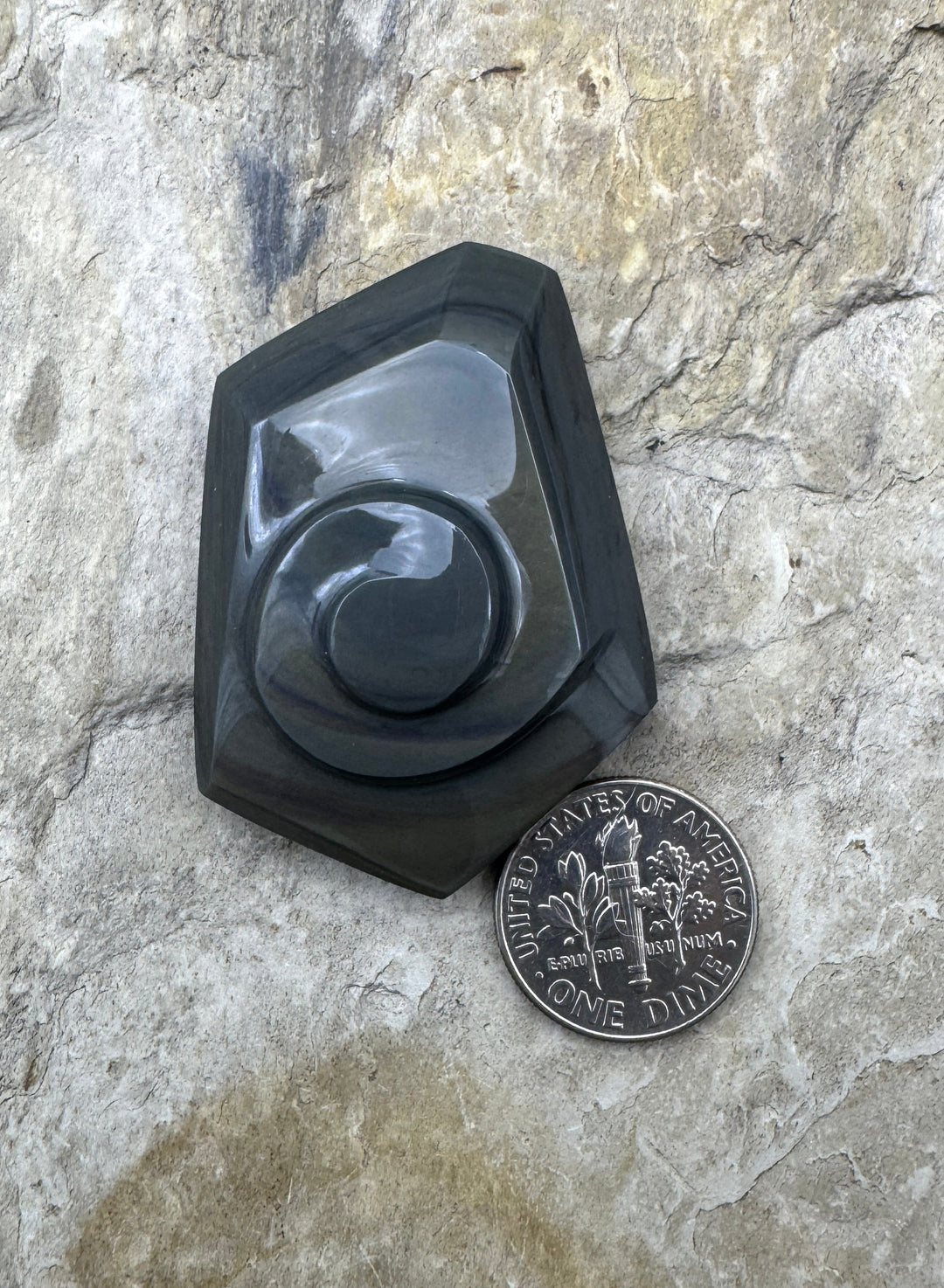 Carved Rainbow Obsidian Cabochon 32x43mm - Obsidian