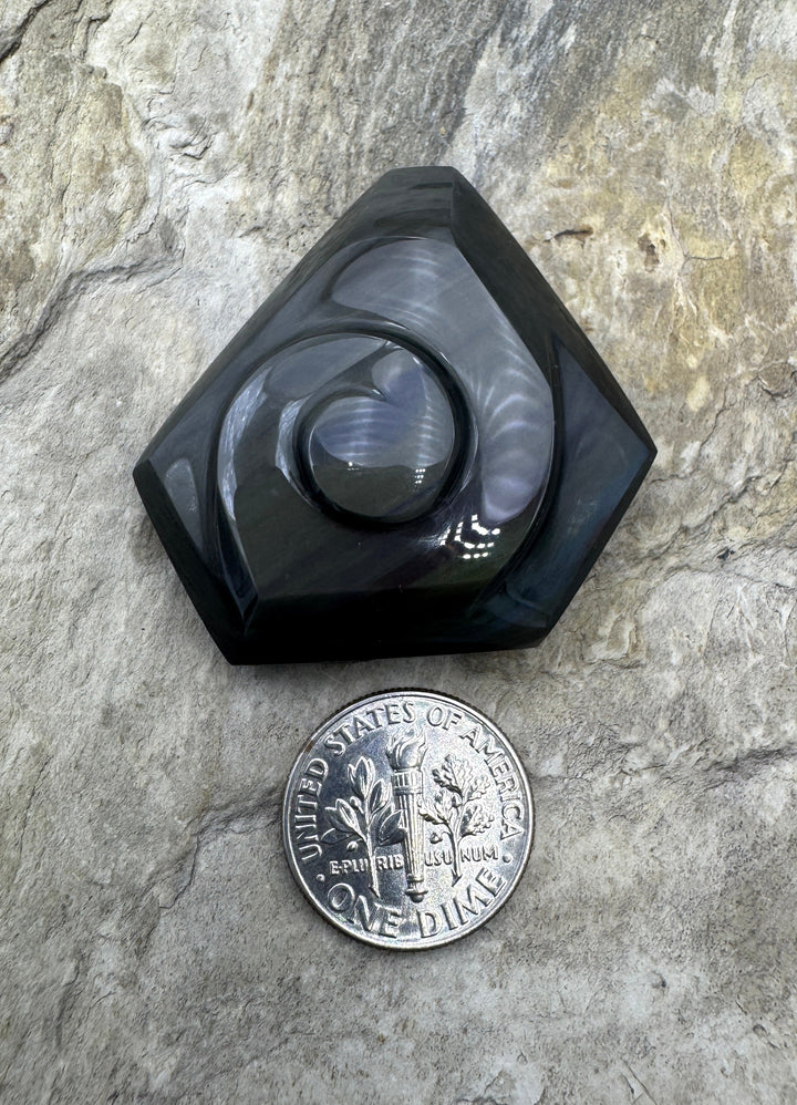 Carved Rainbow Obsidian Cabochon 38x37mm - Obsidian