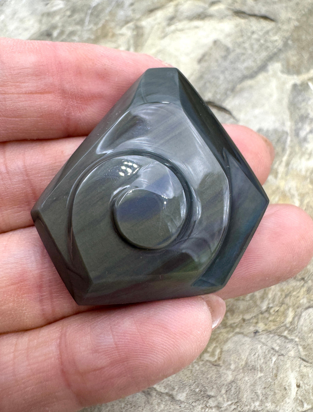 Carved Rainbow Obsidian Cabochon 38x37mm - Obsidian
