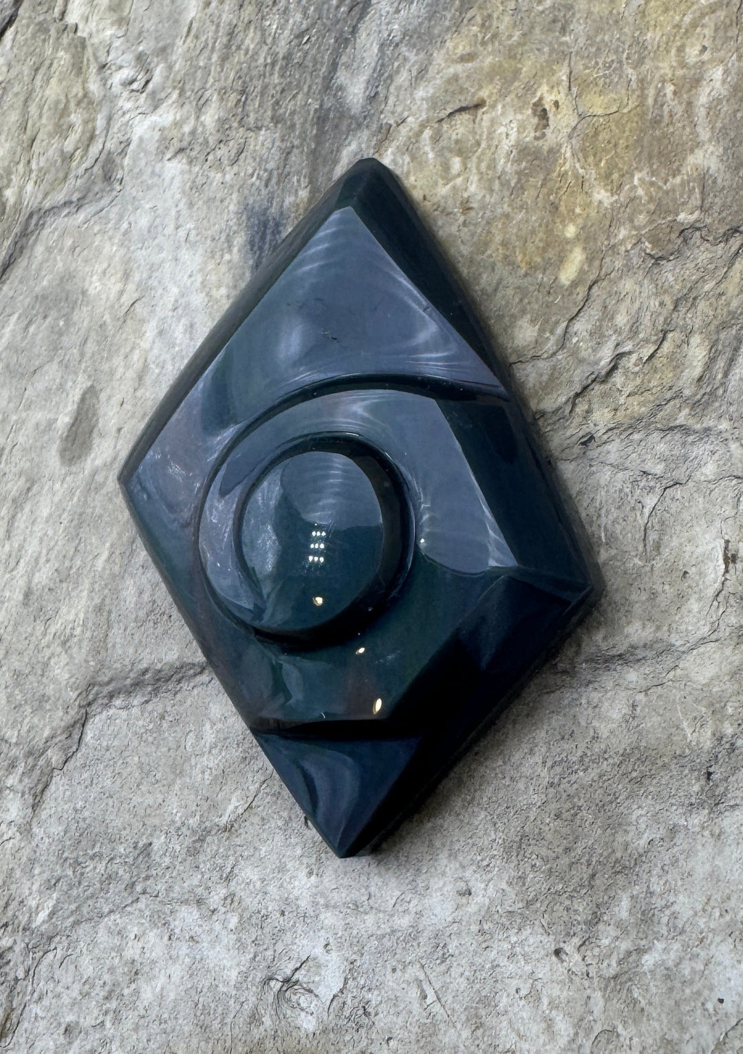 Carved Rainbow Obsidian Cabochon 38x48mm Obsidian
