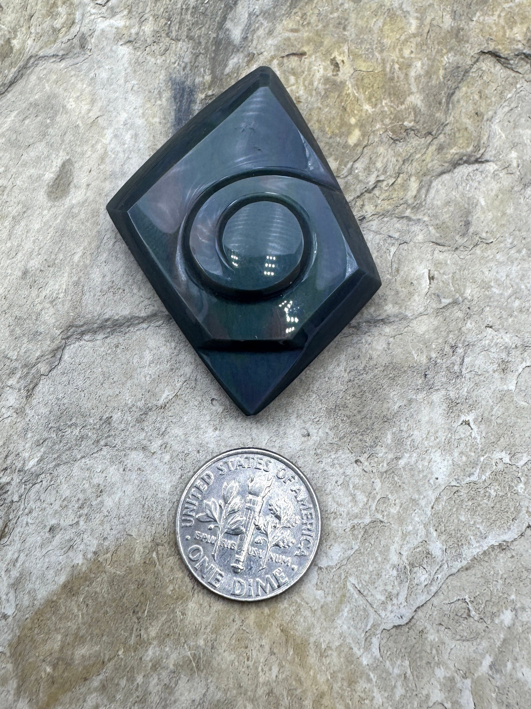 Carved Rainbow Obsidian Cabochon 38x48mm Obsidian