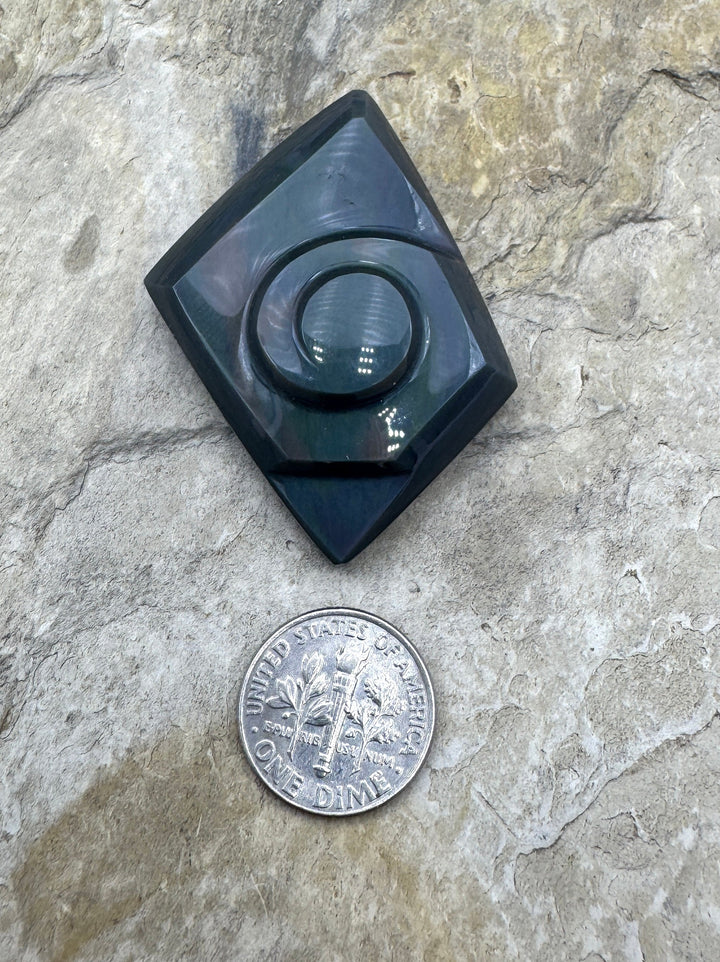Carved Rainbow Obsidian Cabochon 38x48mm Obsidian