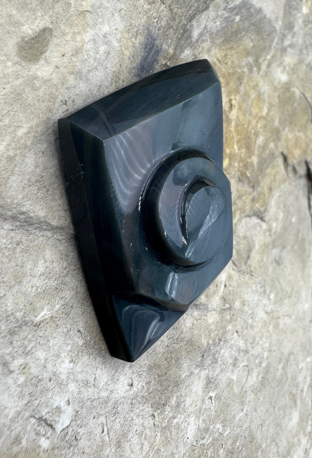 Carved Rainbow Obsidian Cabochon 38x48mm Obsidian