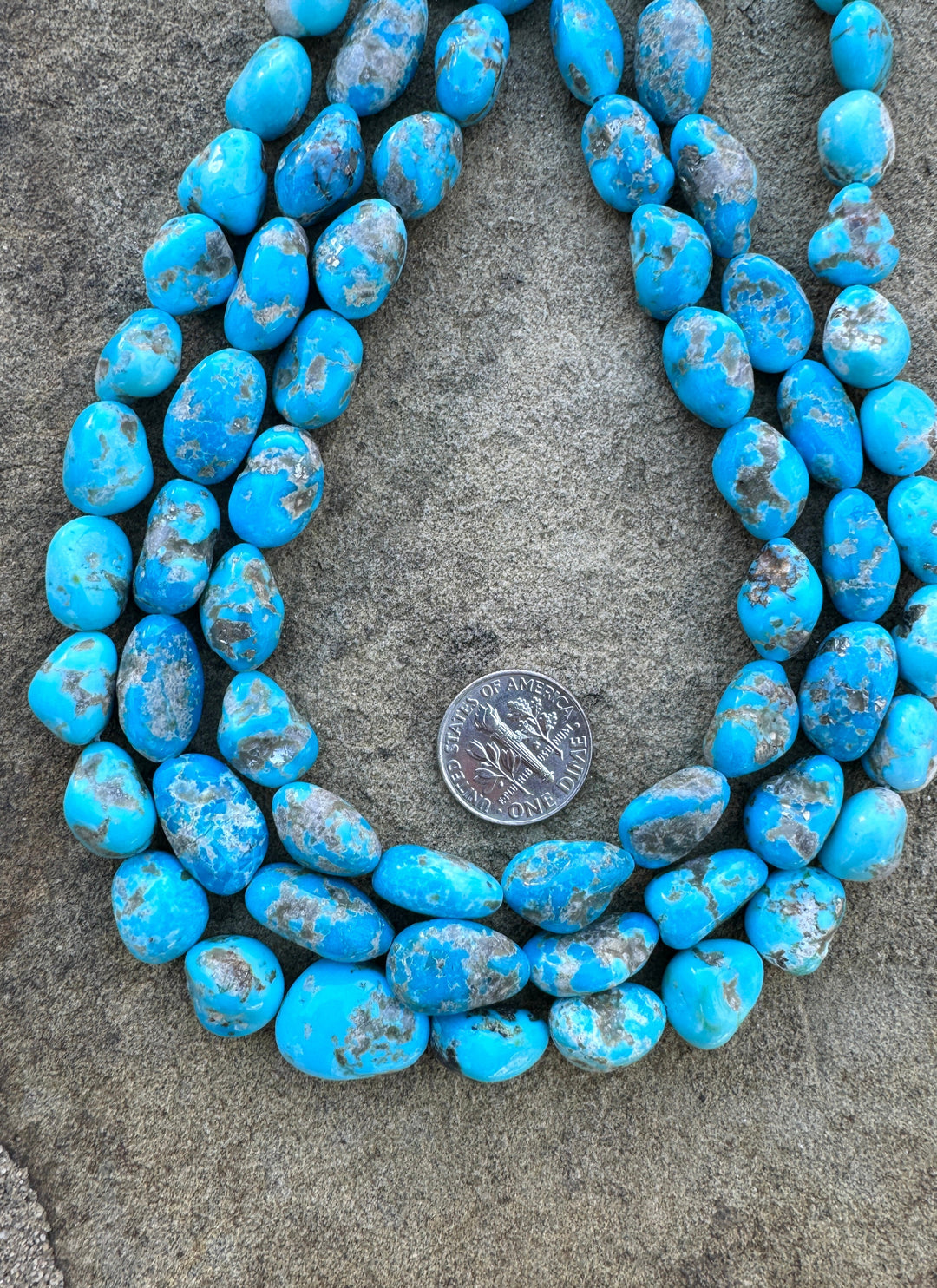 Castle Dome Turquoise (AZ) 13-18mm Nuggets Strands 16 Inch