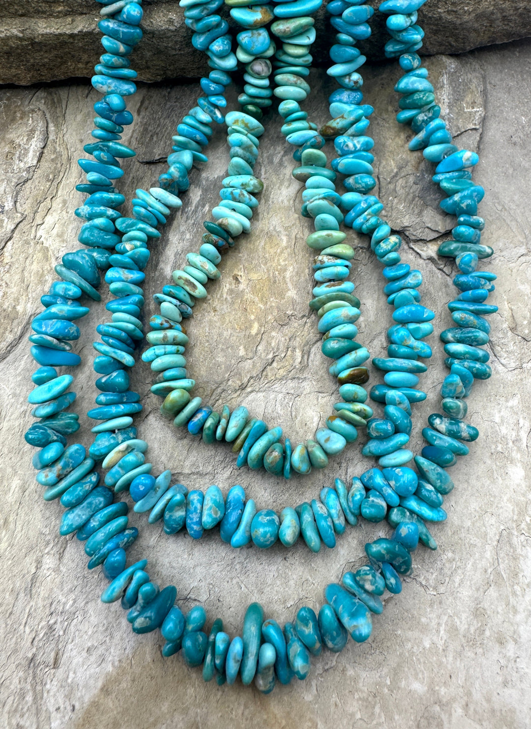 Castle Dome Turquoise (AZ) 4-6mm Flat Nugget/Chip Beads 16