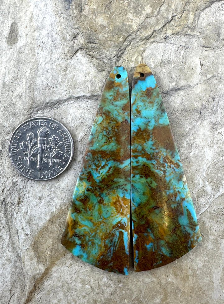 Ceremonial Kingman Turquoise (AZ) BIG Matching Earring Slab