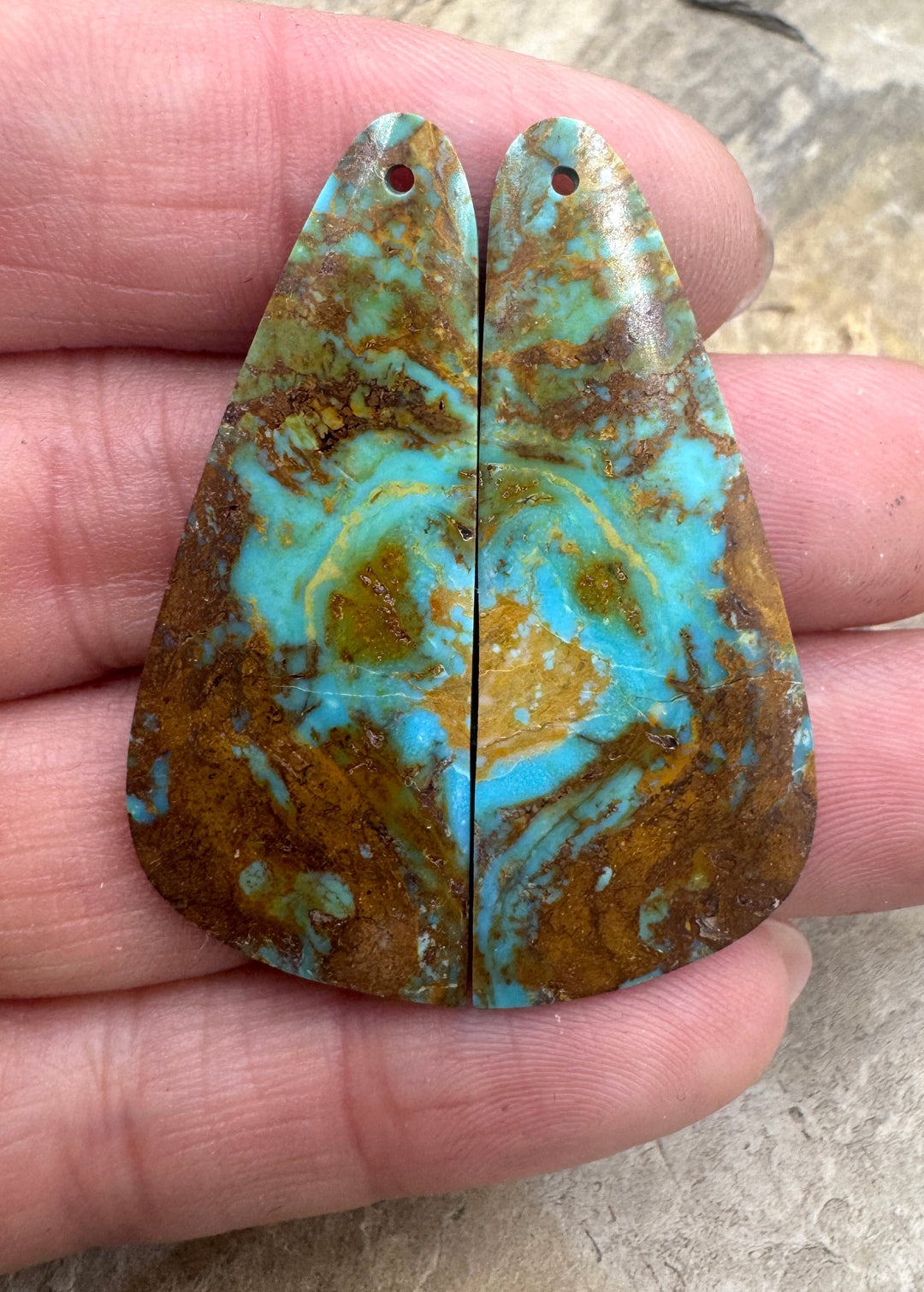 Cerimonial Kingman Turquoise (AZ) BIG Matching Earring Slab