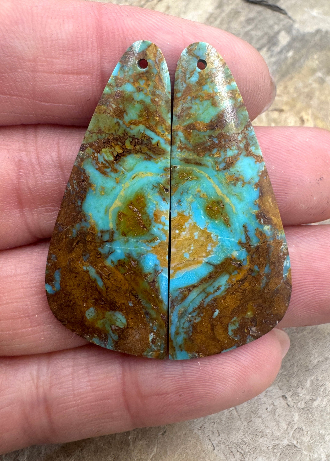 Cerimonial Kingman Turquoise (AZ) BIG Matching Earring Slab
