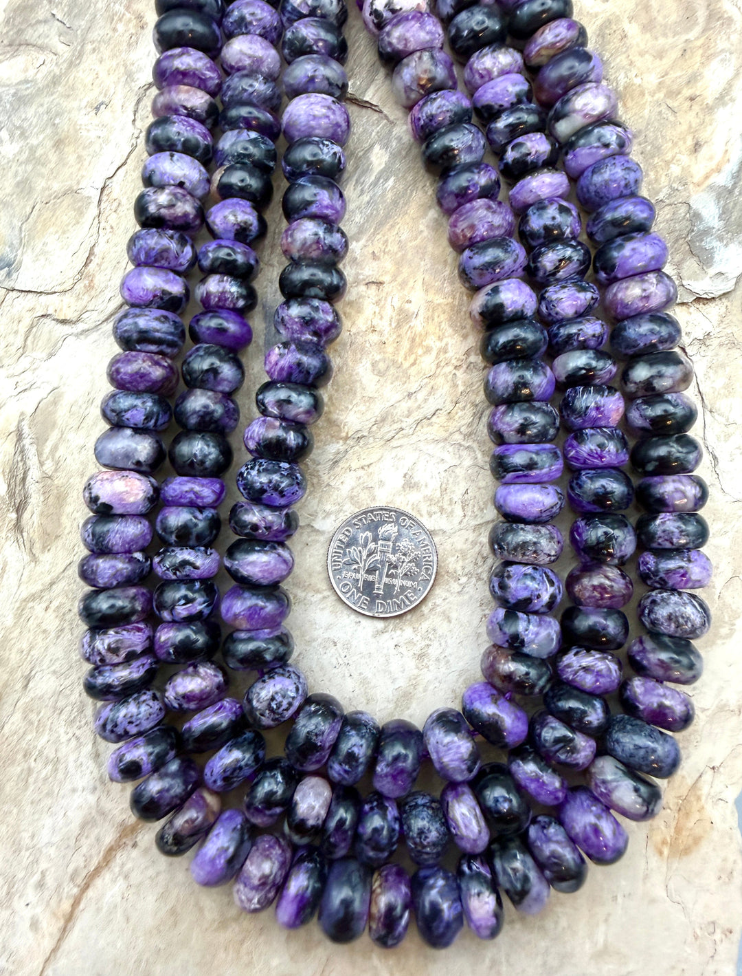 Charoite (Russia) 10x5mm Rondelle Beads 15.5 Inch Strands