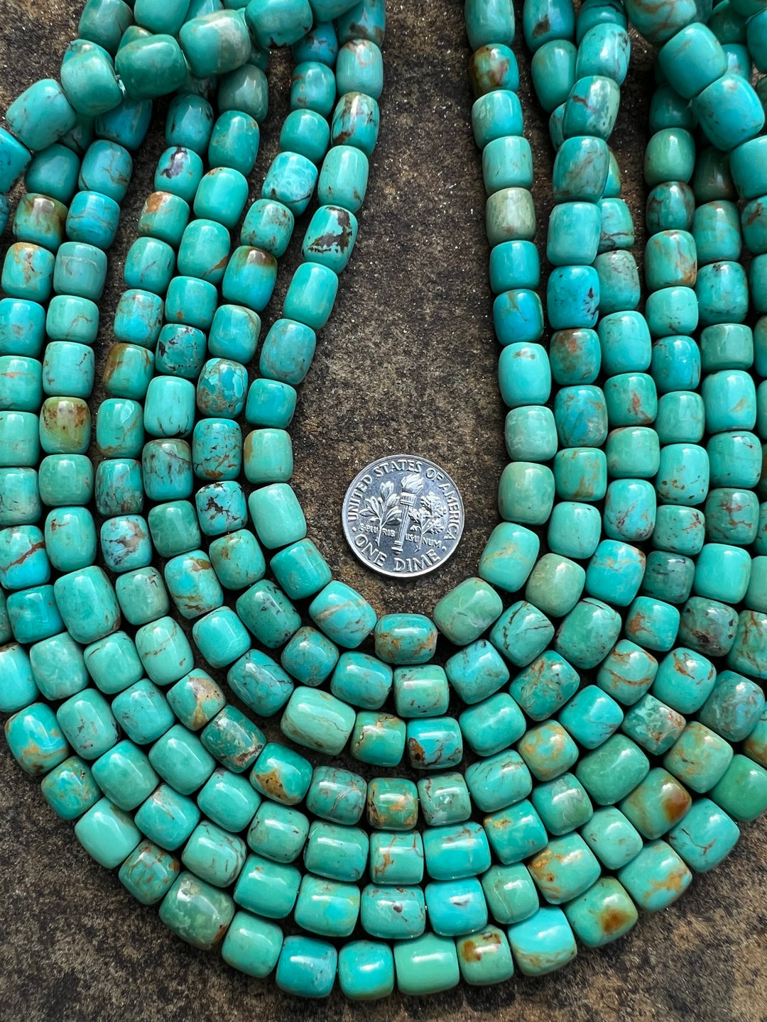Chilean Turquoise (Chile) 7x8mm Barrel Beads 16 inch strand