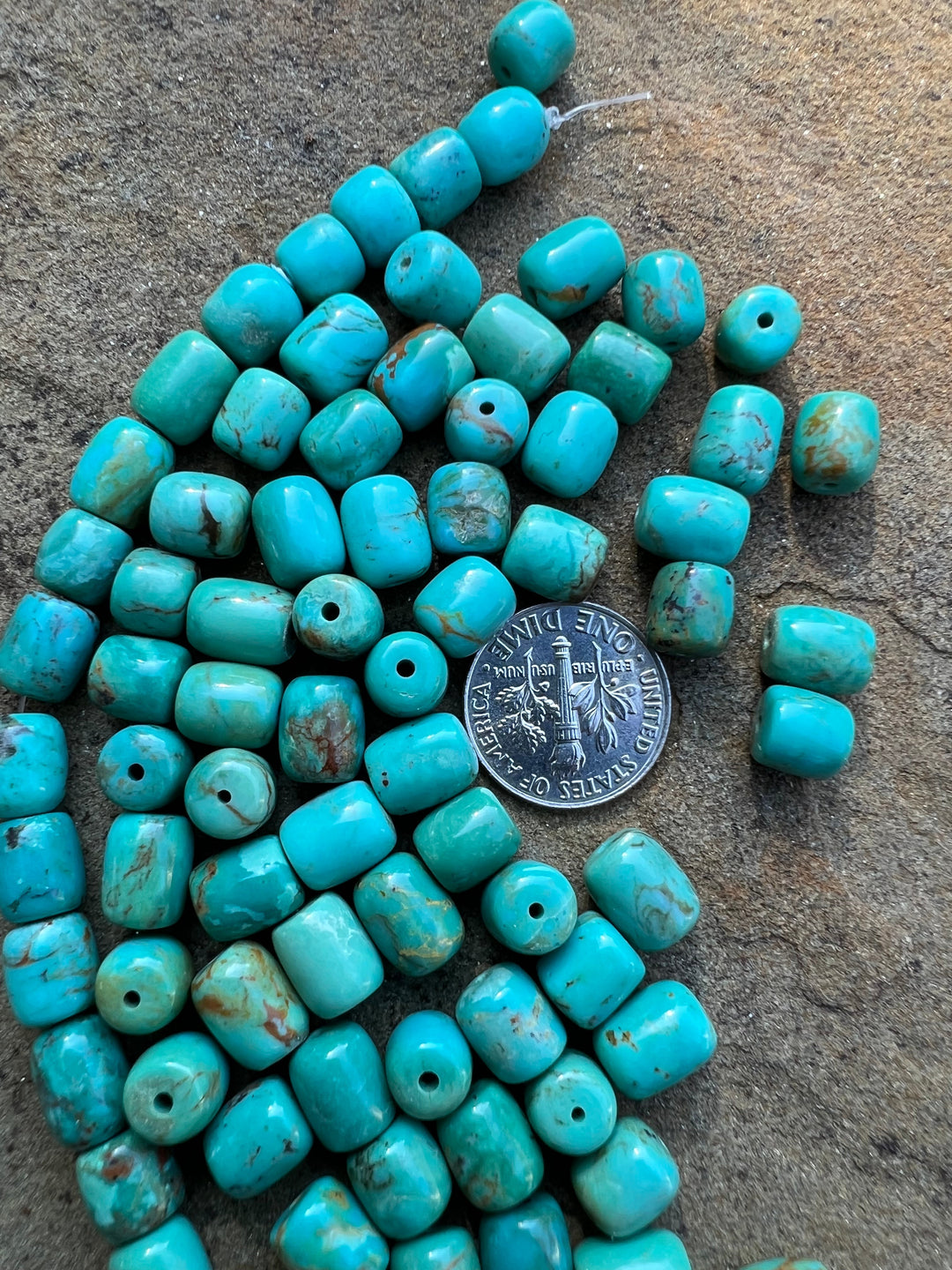 Chilean Turquoise (Chile) 7x8mm Barrel Beads Package of 5