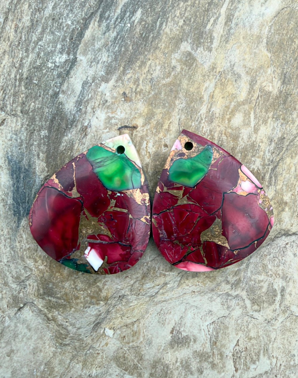 Christmas Dahlia Kingman Composite Block Matching Earring