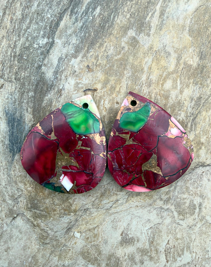 Christmas Dahlia Kingman Composite Block Matching Earring