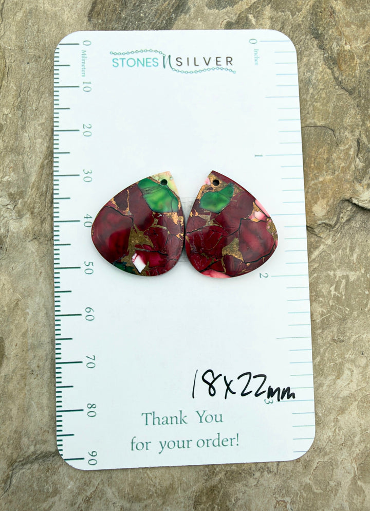 Christmas Dahlia Kingman Composite Block Matching Earring
