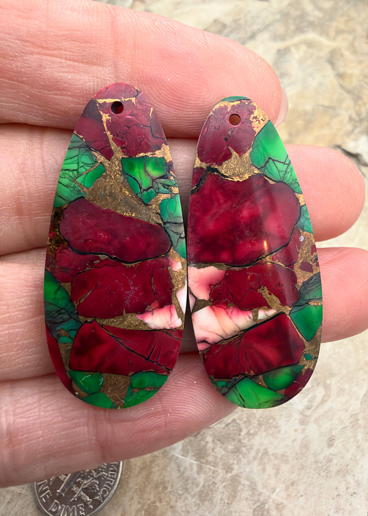 Christmas Dahlia Kingman Composite Block Matching Earring