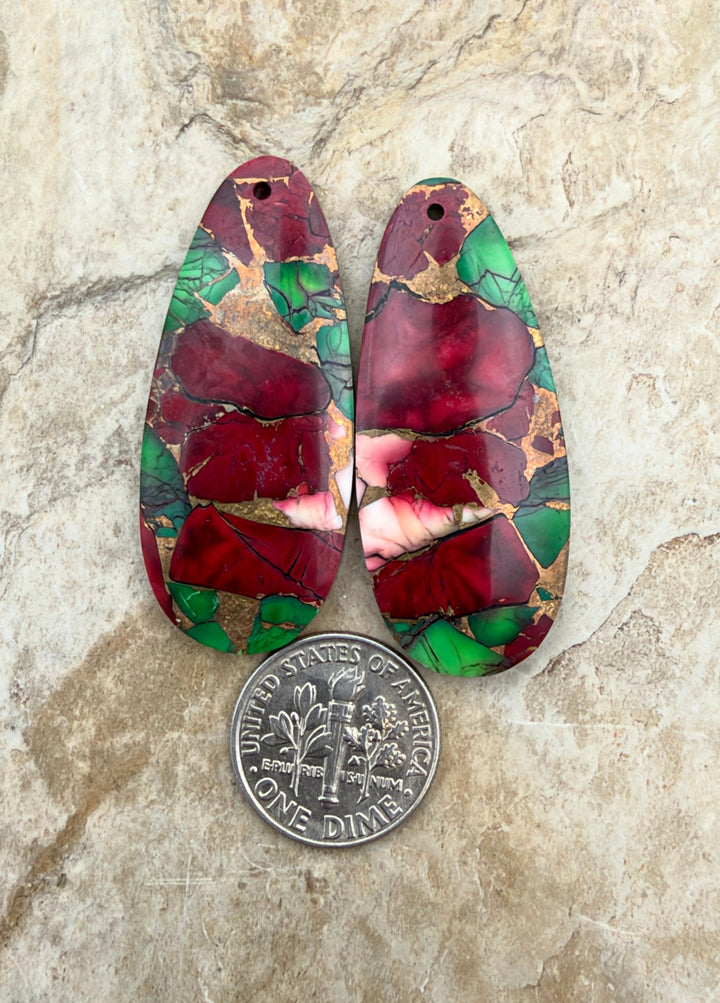 Christmas Dahlia Kingman Composite Block Matching Earring