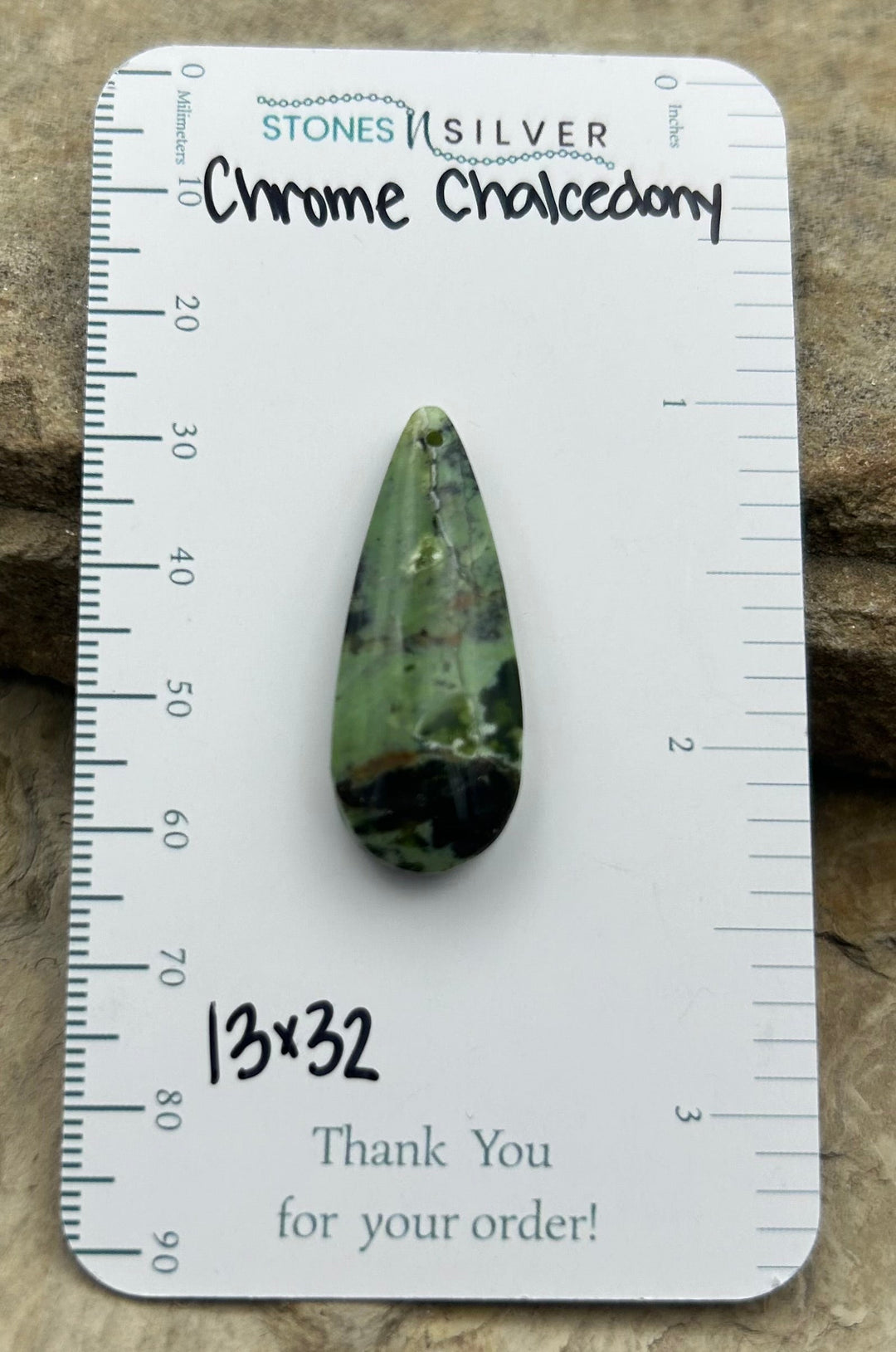 Chrome Chalcedony (Australia) Focal Pendant Bead 13x32mm