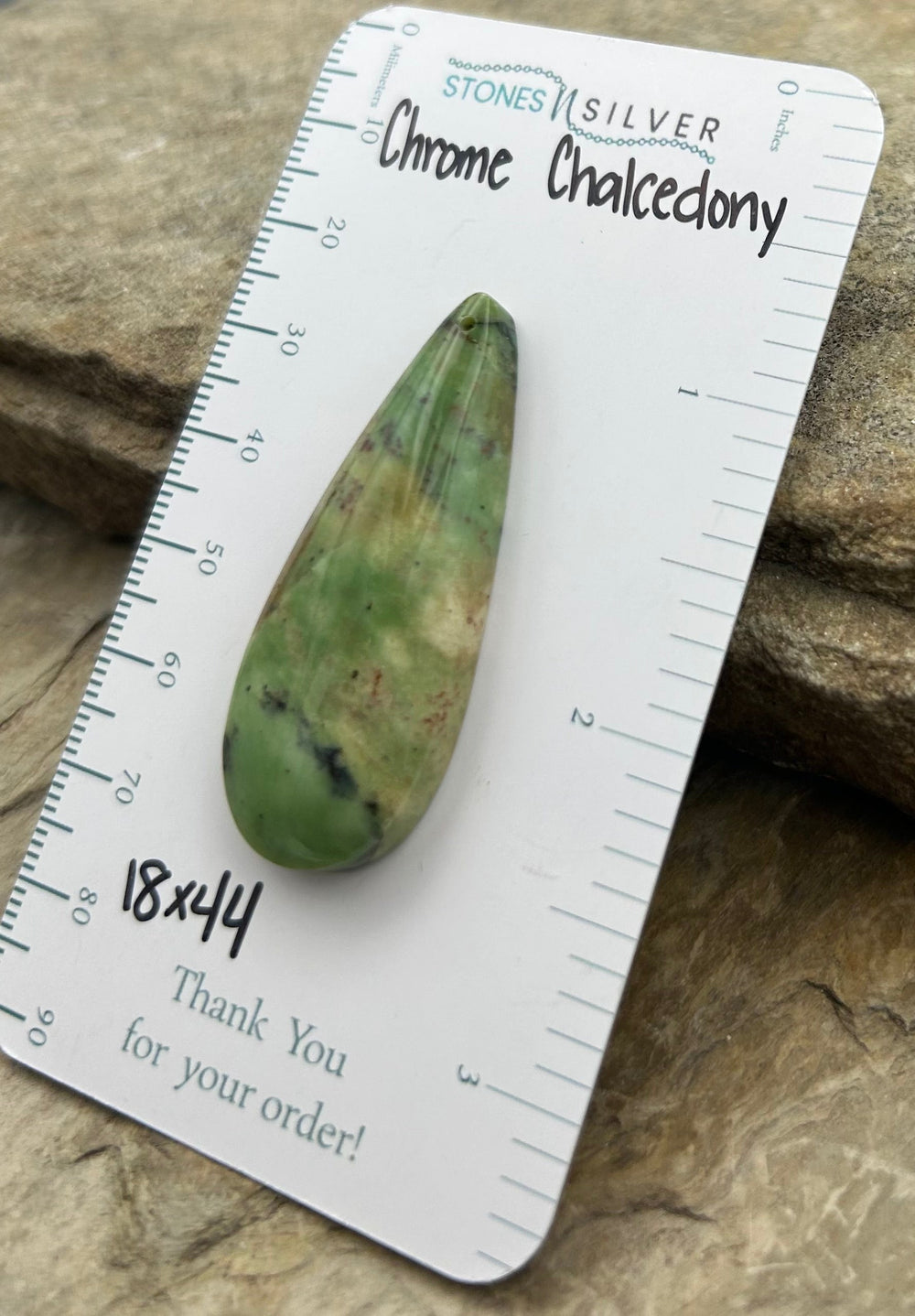 Chrome Chalcedony (Australia) Focal Pendant Bead 18x44mm