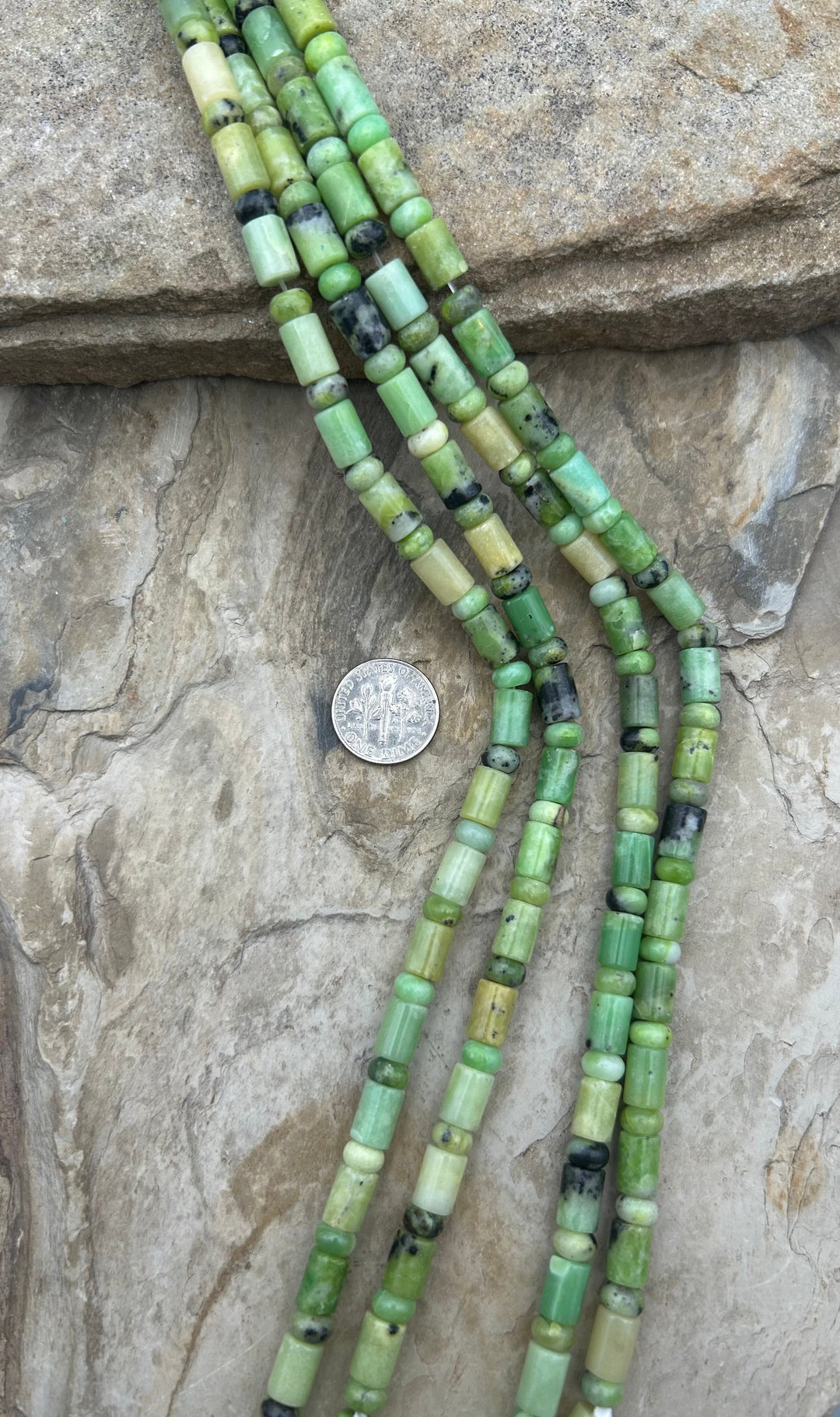 Chrome Chalcedony (Australia) Tube and Rondelle Beads 6mm