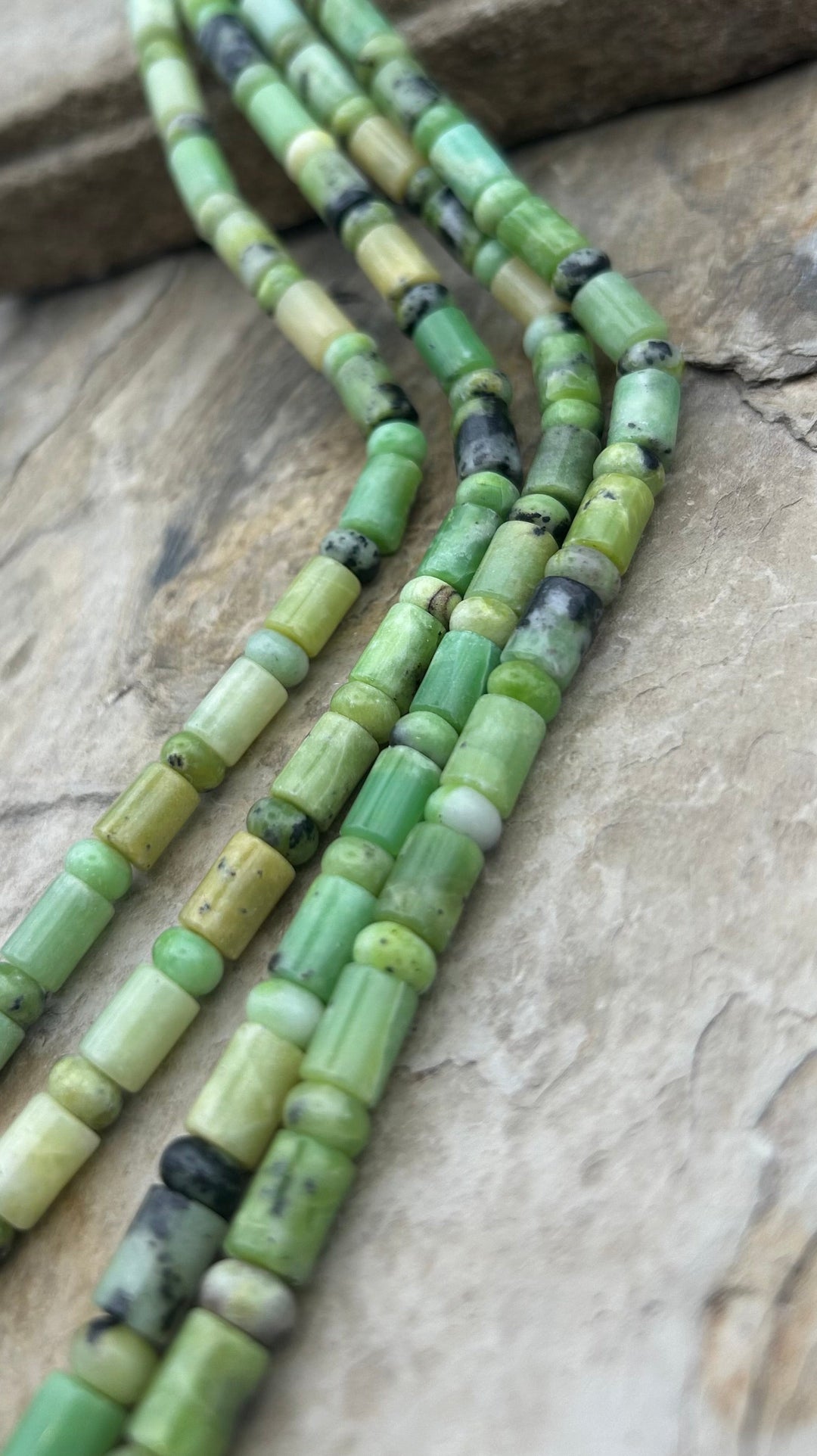 Chrome Chalcedony (Australia) Tube and Rondelle Beads 6mm