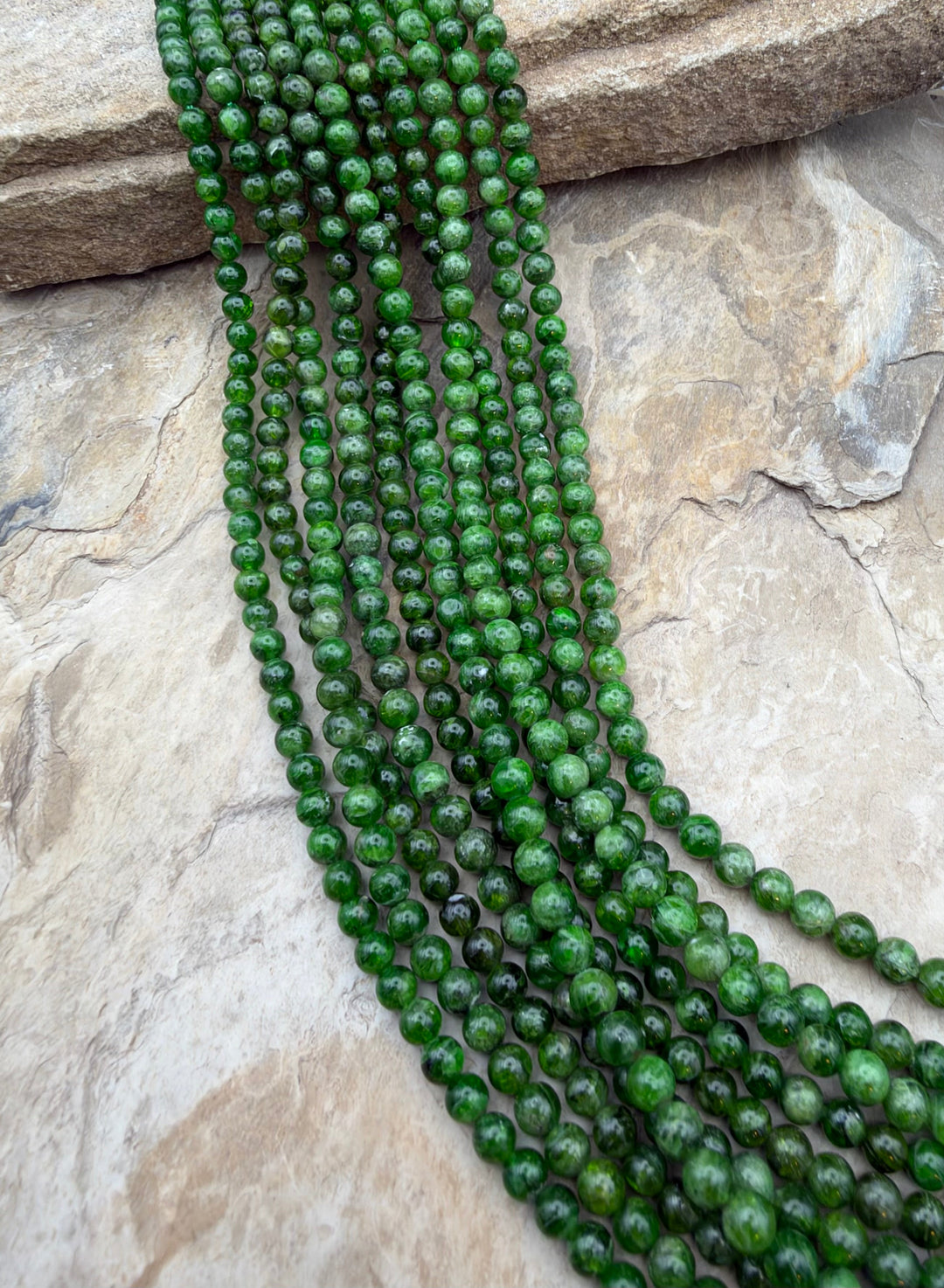 Chrome Diopside 4mm Round Beads ONE 16 Inch Strand - Chrome