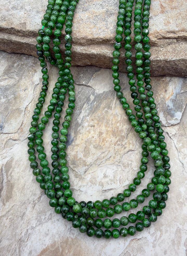 Chrome Diopside 4mm Round Beads ONE 16 Inch Strand - Chrome