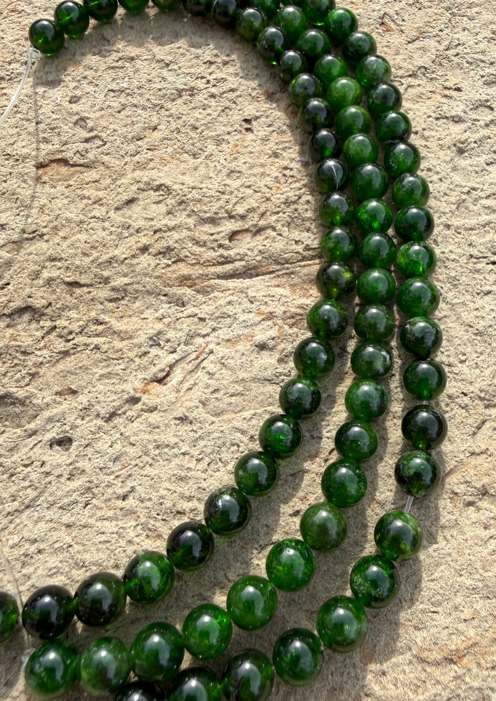 Chrome Diopside 7mm Round Beads 7.5 Inch Strands/28-29