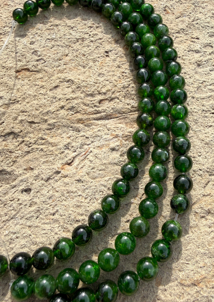 Chrome Diopside 7mm Round Beads 7.5 Inch Strands/28-29