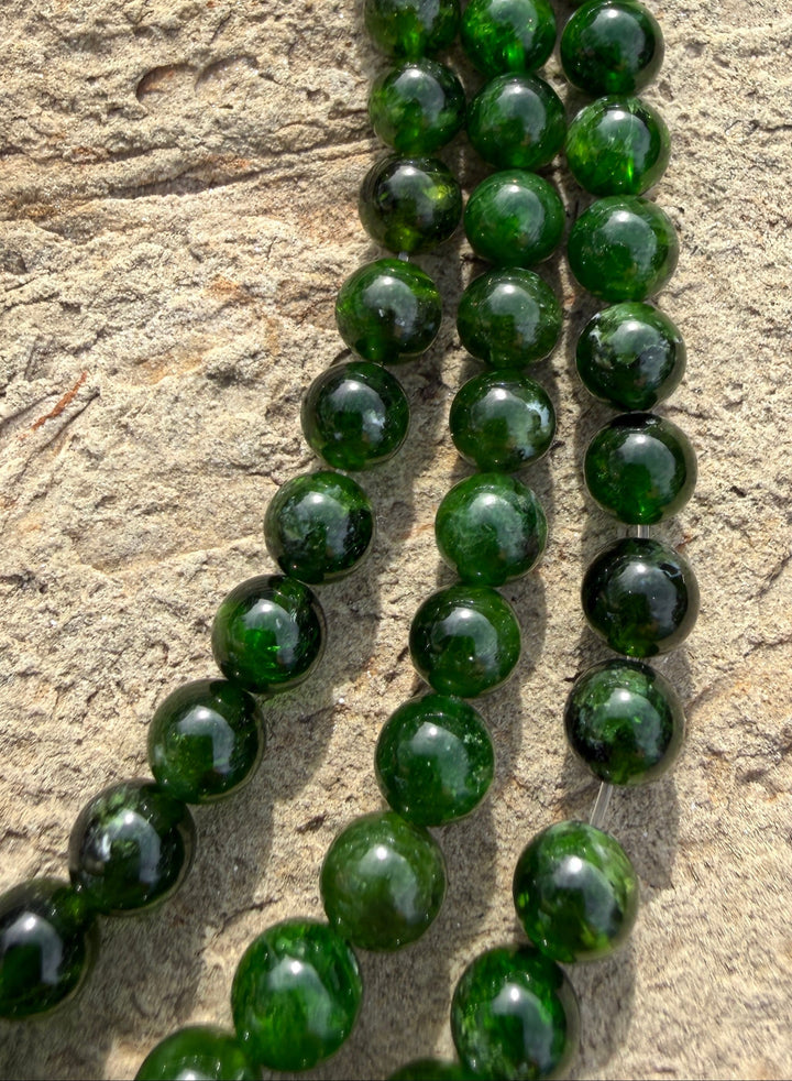 Chrome Diopside 7mm Round Beads 7.5 Inch Strands/28-29
