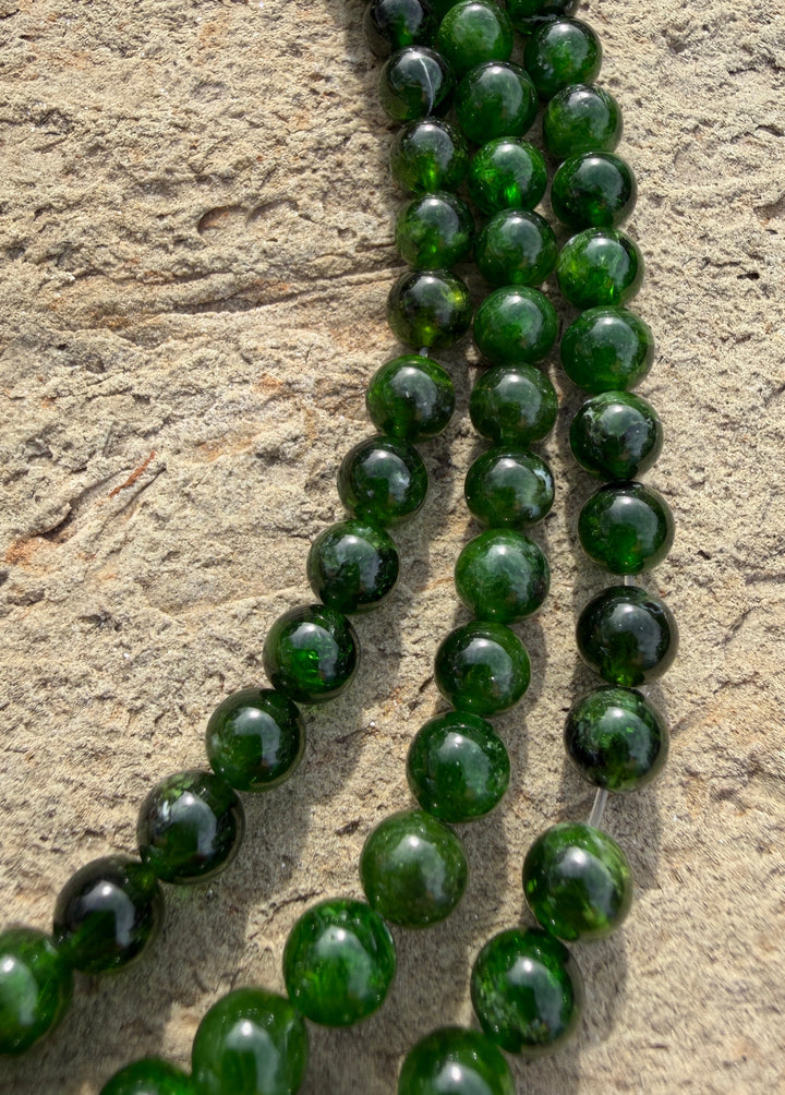 Chrome Diopside 7mm Round Beads 7.5 Inch Strands/28-29