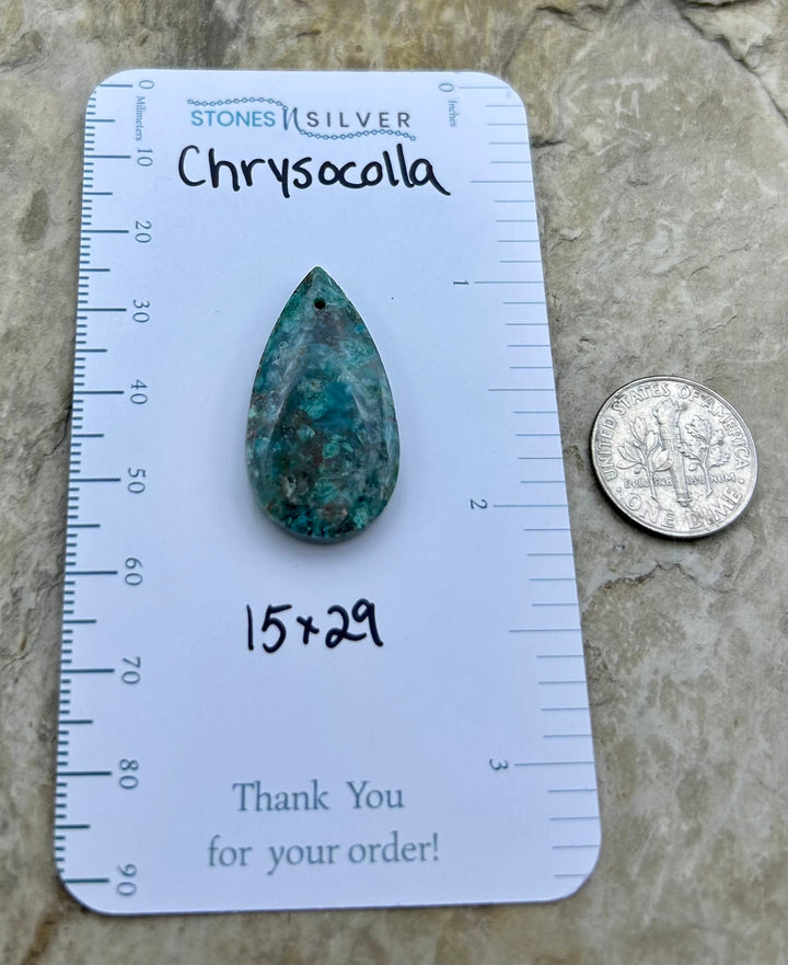 Chrysocolla Focal Pendant Bead 15x29mm - Variscite