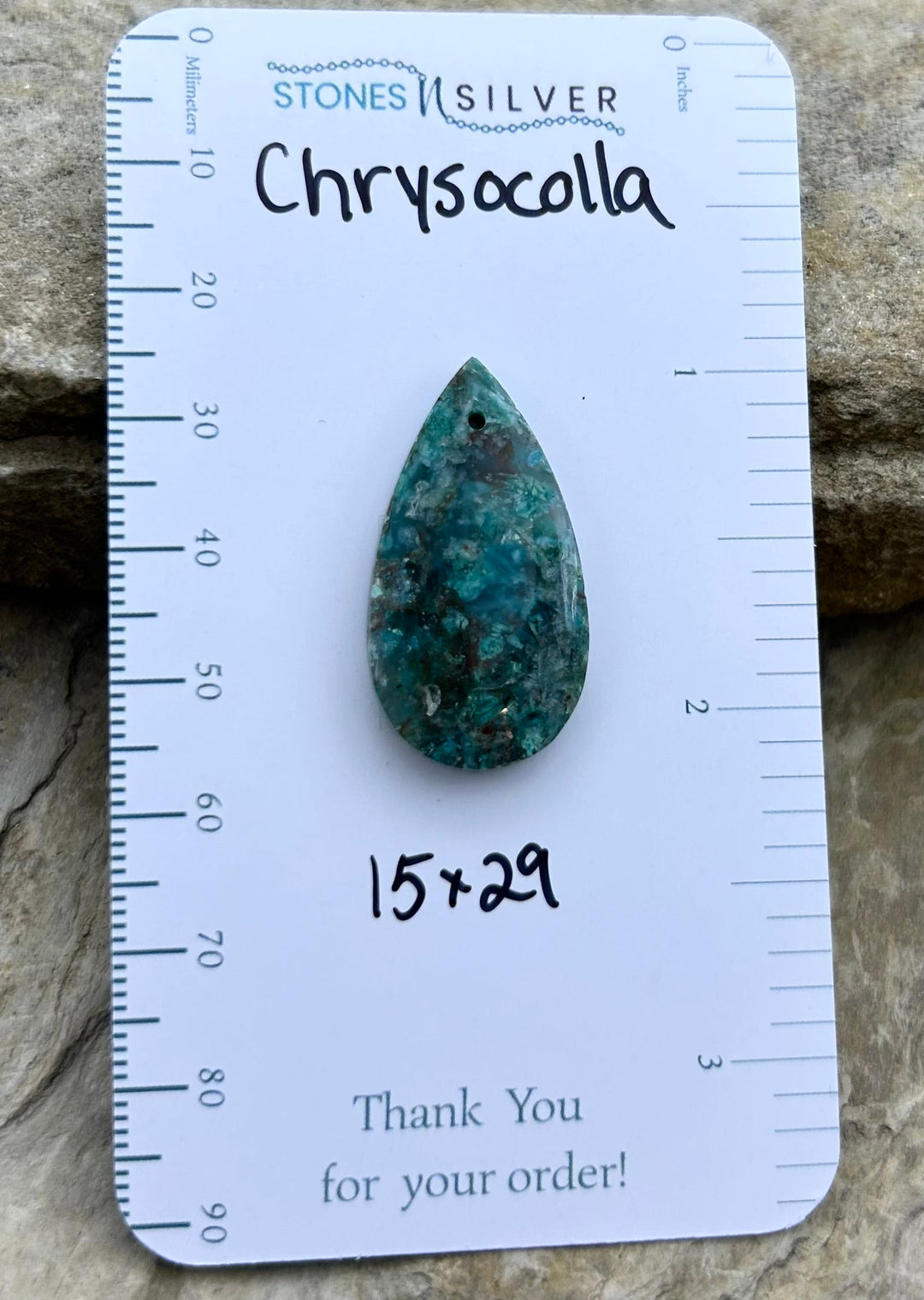 Chrysocolla Focal Pendant Bead 15x29mm - Variscite