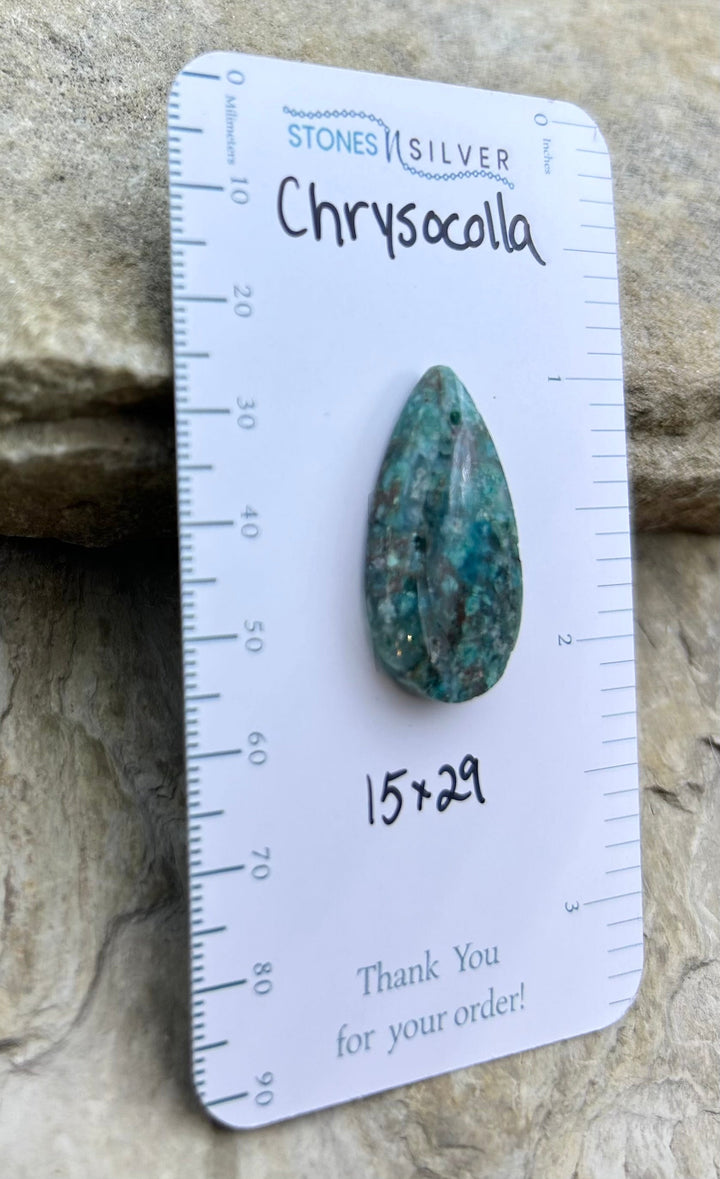 Chrysocolla Focal Pendant Bead 15x29mm - Variscite