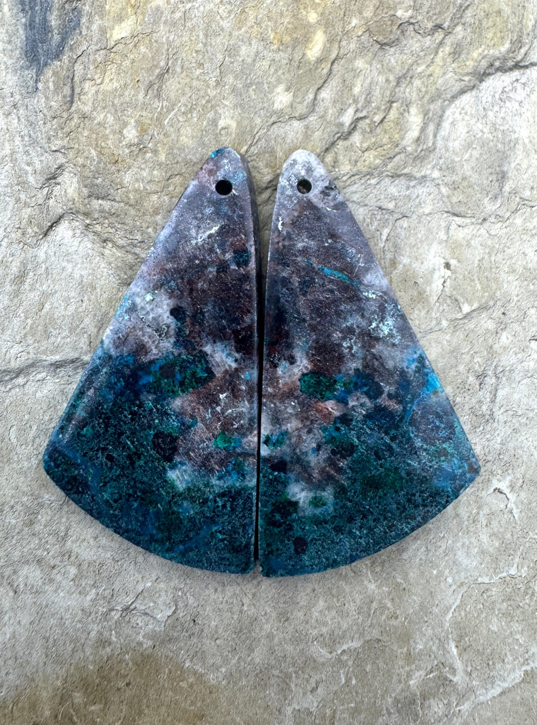 Chrysocolla Matching Earring Bead Slab Pair