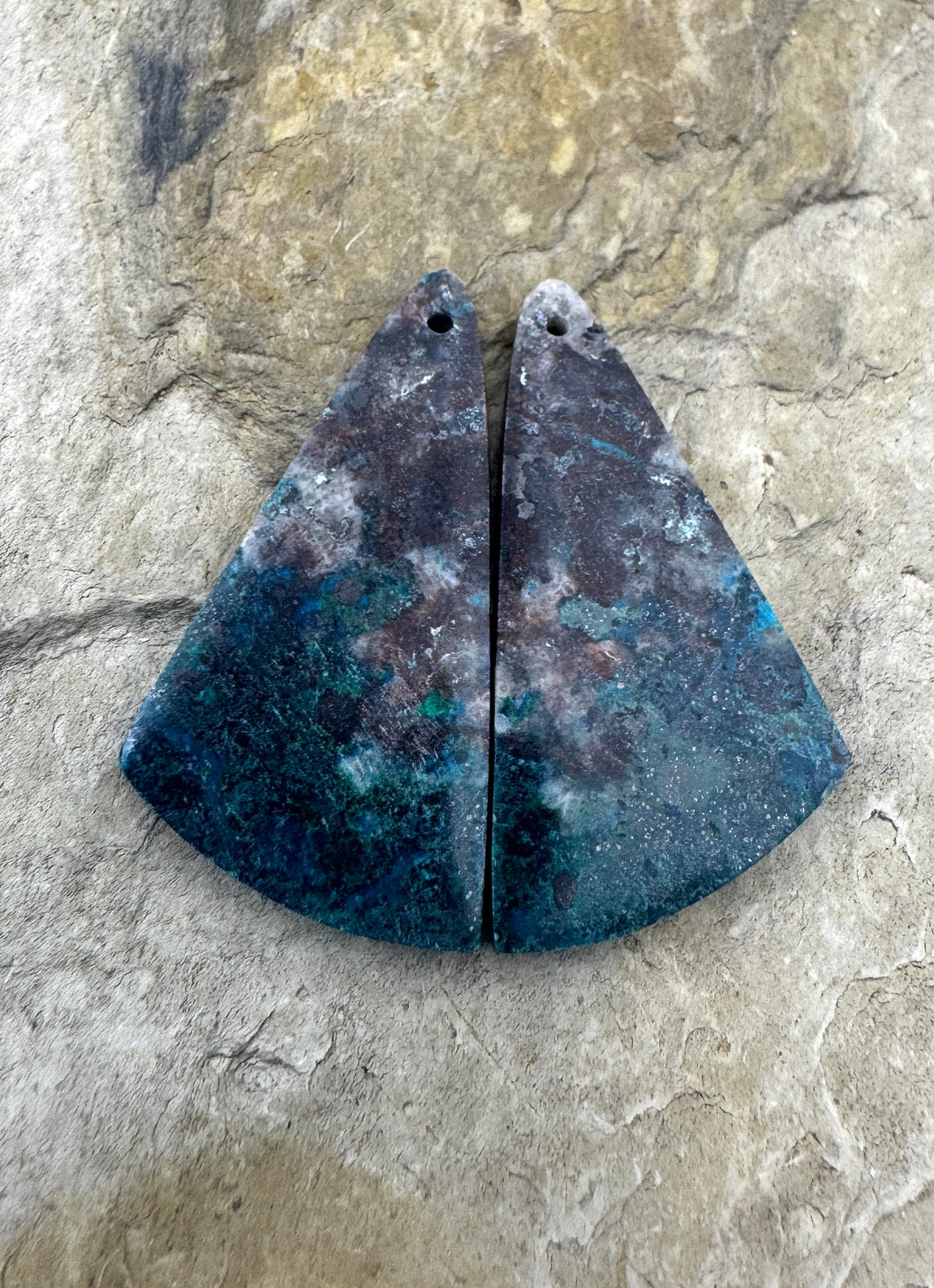 Chrysocolla Matching Earring Bead Slab Pair