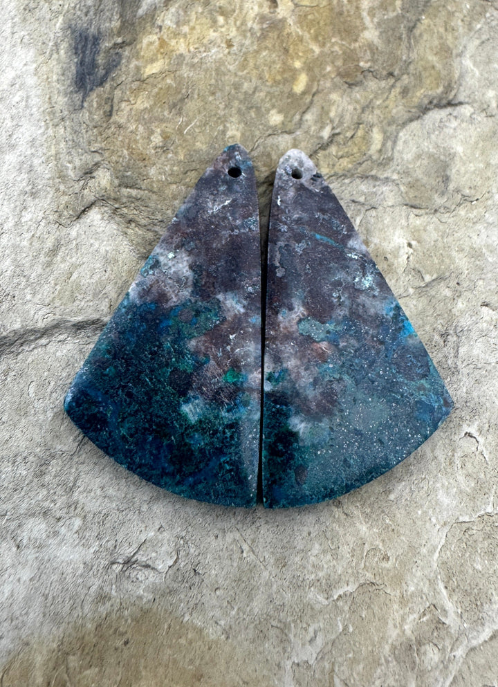 Chrysocolla Matching Earring Bead Slab Pair
