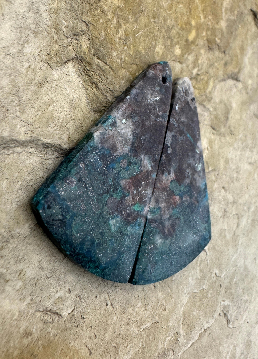 Chrysocolla Matching Earring Bead Slab Pair