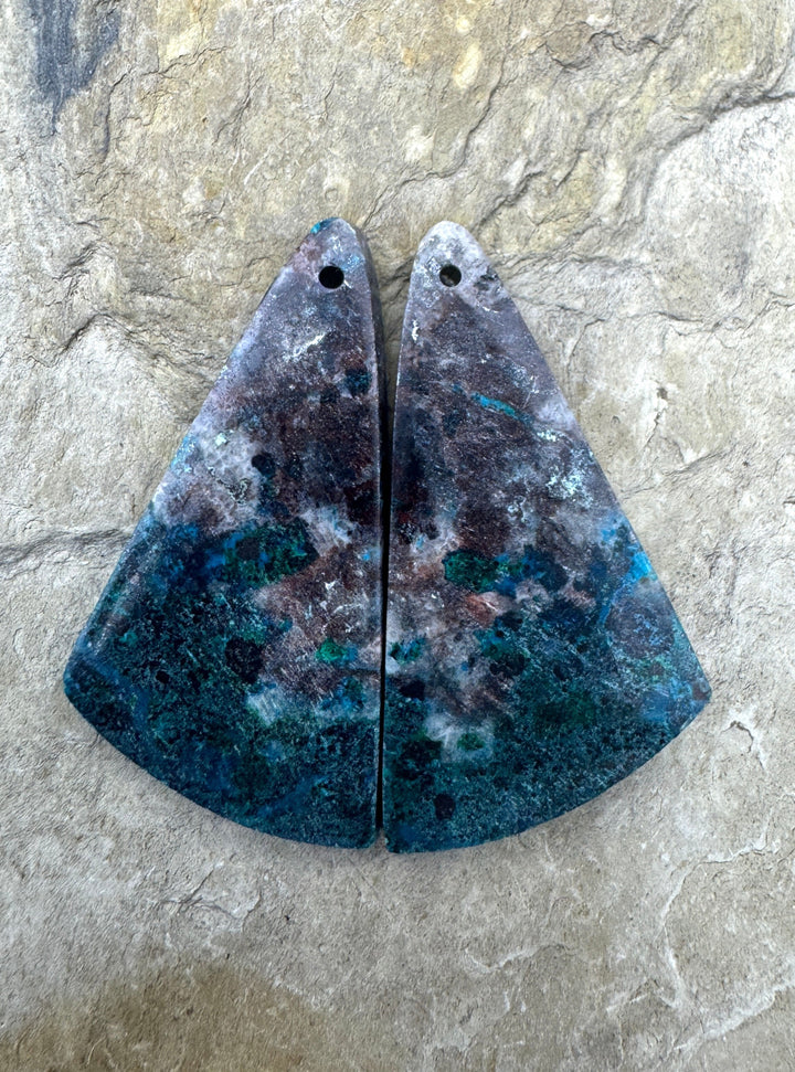 Chrysocolla Matching Earring Bead Slab Pair