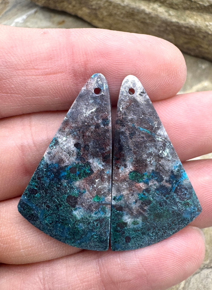 Chrysocolla Matching Earring Bead Slab Pair