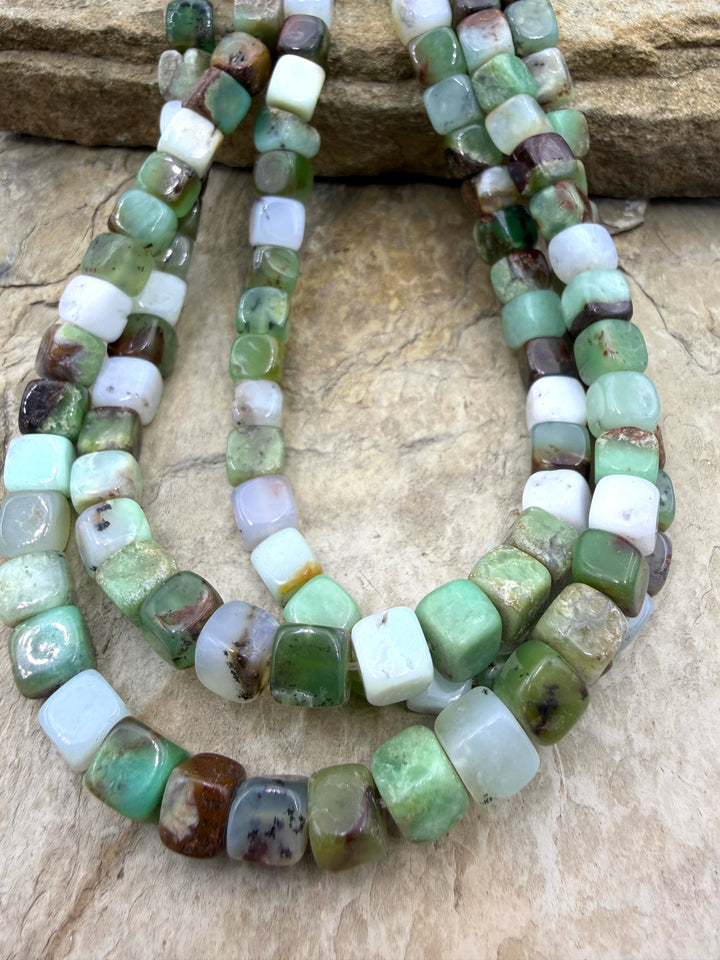 Chrysoprase (Australia) 8mm Cube Bead Strand 16 inch Strand