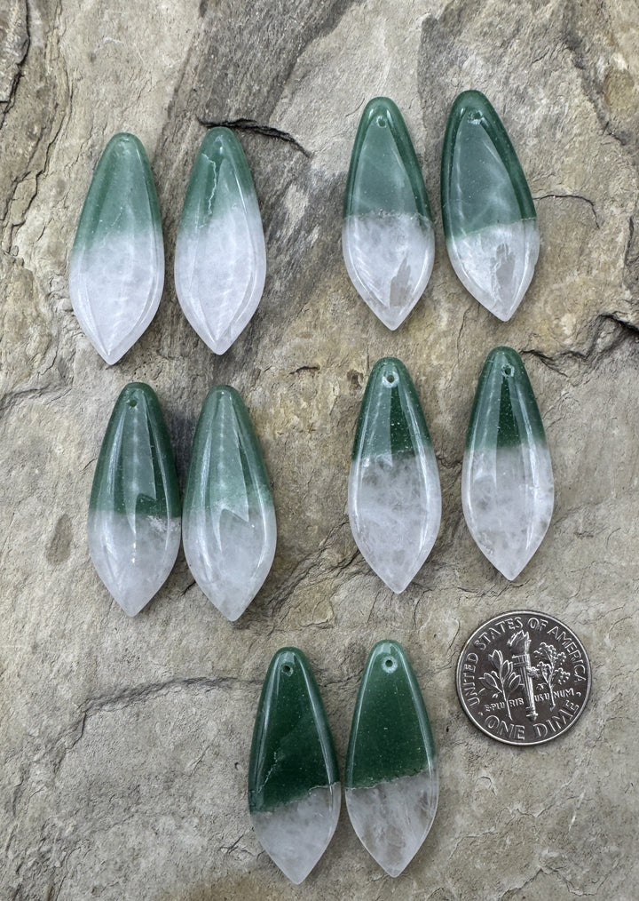 Chrysoprase Matching Earring Slab Bead Pair 13x30mm Select